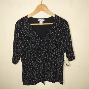 Es Se Vintage Cardigan Made in USA Floral Dainty Stretch